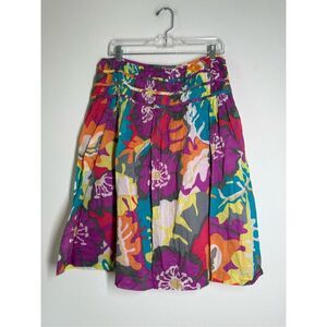 Bandolino Woman Bohemian Floral Pattern Cotton Lined Skirt Size 8